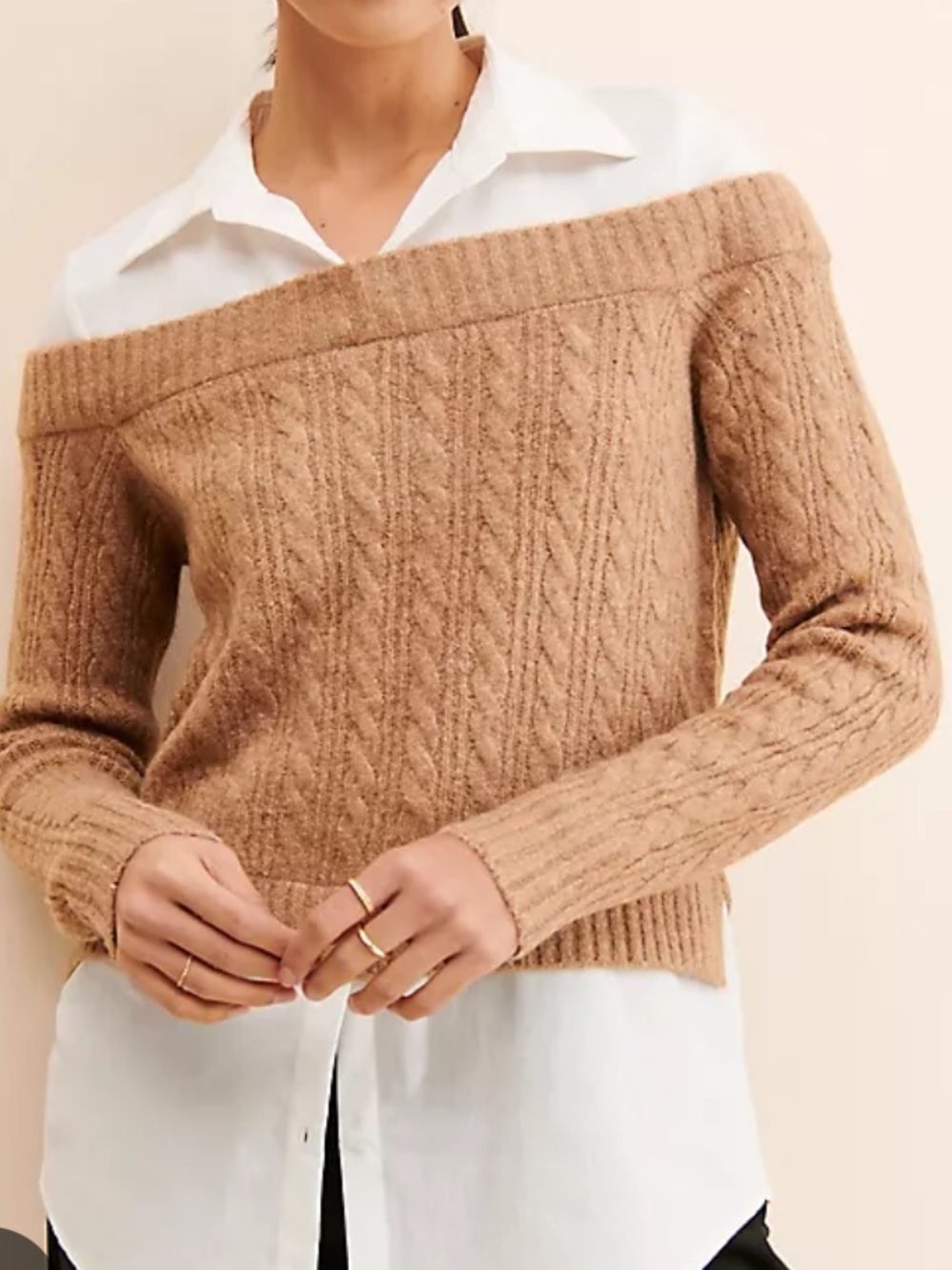 Flat White Sweater Twofer Top